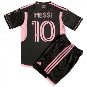Inter Miami Lionel Messi #10 Koszulka Wyjazdowych Dziecięca 2023-24 Krótki Rękaw (+ Krótkie spodenki)